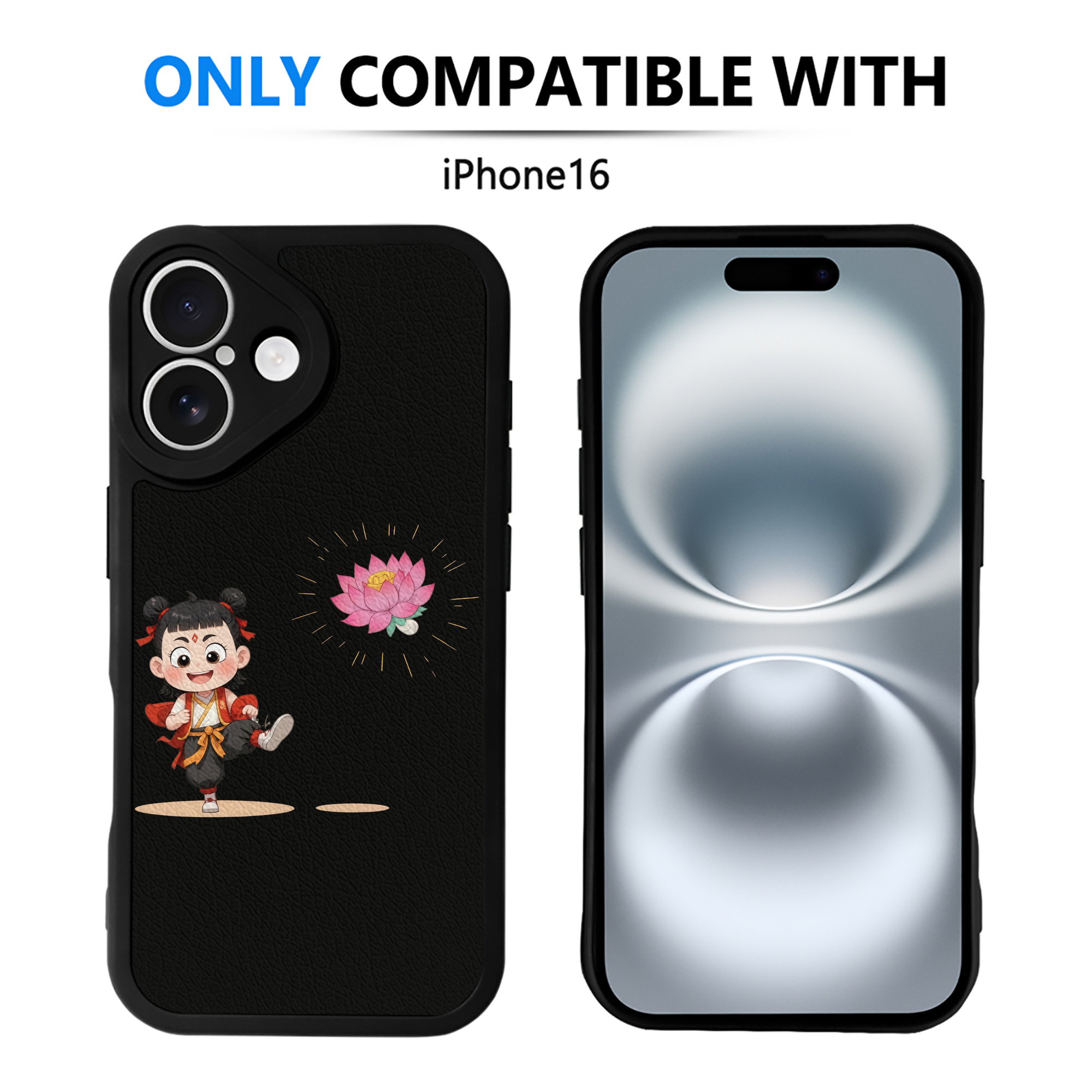 （画像用） Ne Zha 2 ナタ 魔童の大暴れ 【iPhone 16シリーズ対応】シリコンスマホケース（レザー調） 材質：シリコン